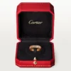 Aliança de casamento fina Maillon Panthere, 2 meias fileiras com pavé de diamantes – Ouro rosa, diamantes – Cartier