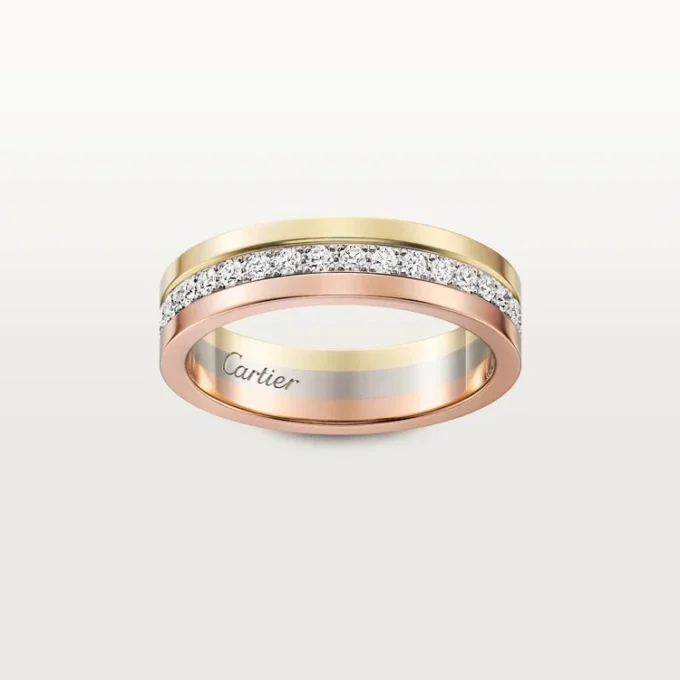 Aliança de casamento Vendome Louis Cartier, 4,8 mm de largura, com pavé
