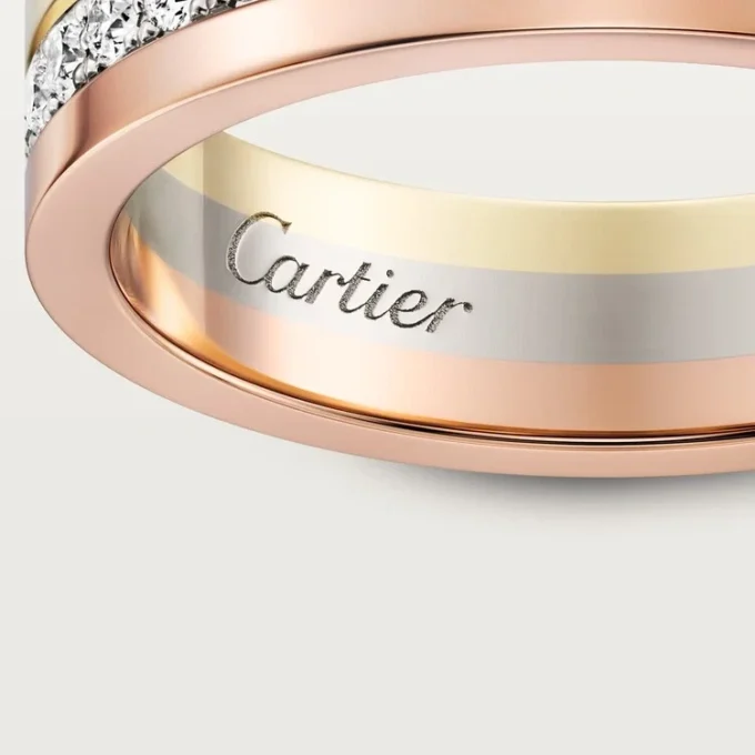 Aliança de casamento Vendome Louis Cartier, 4,8 mm de largura, com pavé