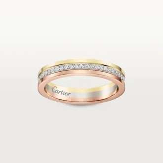 Aliança Trinity – Ouro Branco, Ouro Amarelo, Ouro Rosa, Diamantes – Cartier