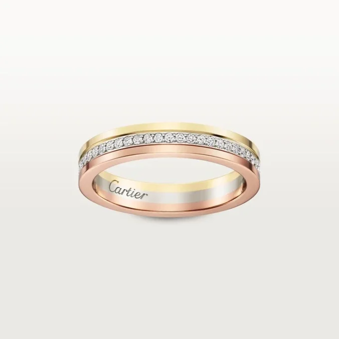 Aliança Trinity – Ouro Branco, Ouro Amarelo, Ouro Rosa, Diamantes – Cartier