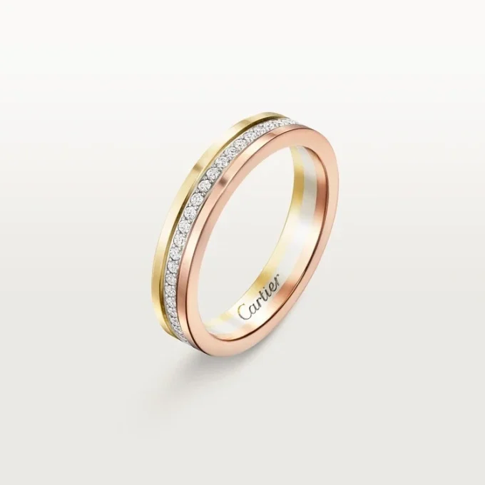 Aliança Trinity – Ouro Branco, Ouro Amarelo, Ouro Rosa, Diamantes – Cartier