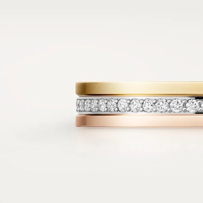 Aliança Trinity – Ouro Branco, Ouro Amarelo, Ouro Rosa, Diamantes – Cartier