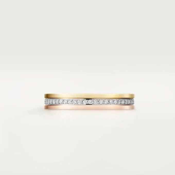 Aliança Trinity – Ouro Branco, Ouro Amarelo, Ouro Rosa, Diamantes – Cartier