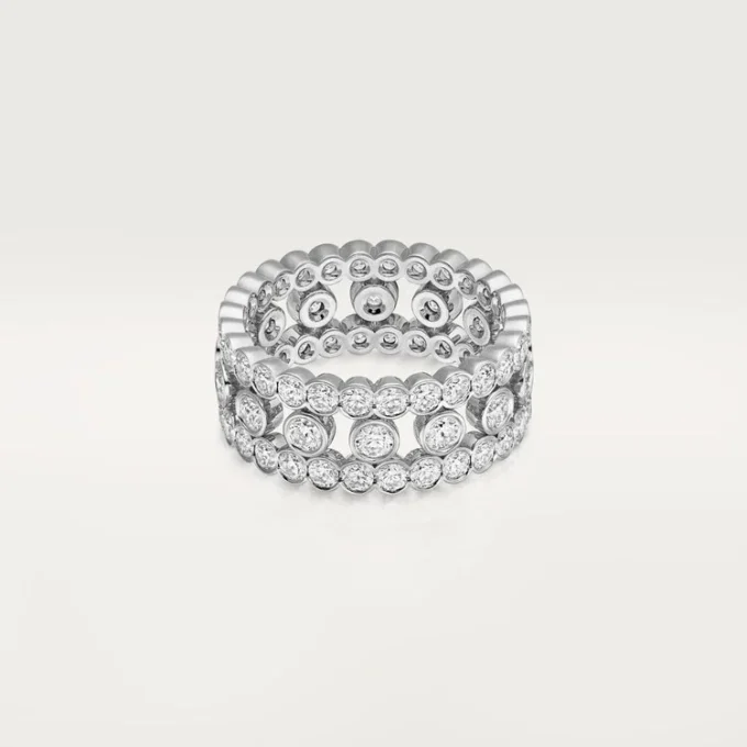 Anel Broderie De Cartier, Três Filas, Diamantes