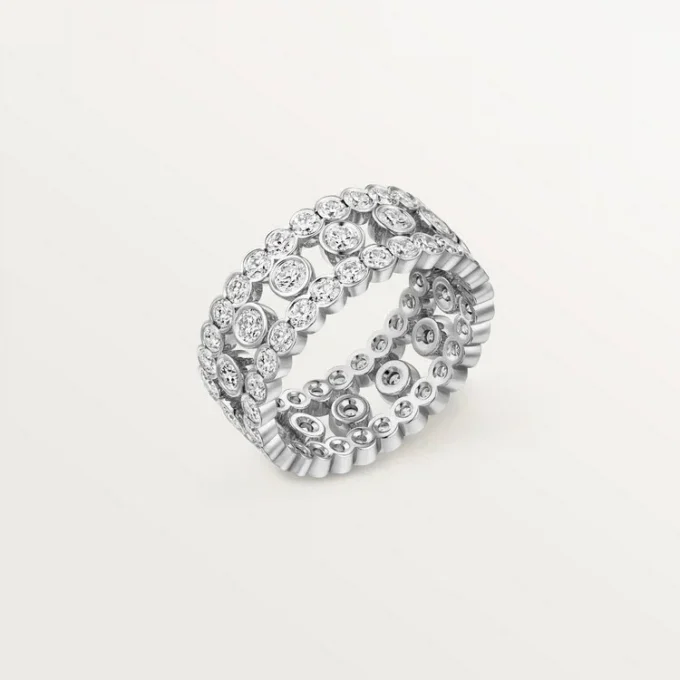 Anel Broderie De Cartier, Três Filas, Diamantes