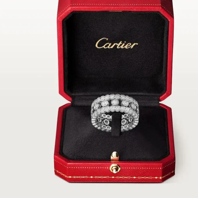 Anel Broderie De Cartier, Três Filas, Diamantes