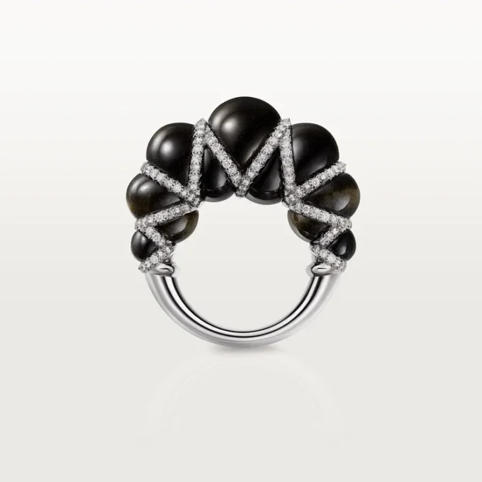 Anel Cartier Libre Tressage, obsidiana, diamantes