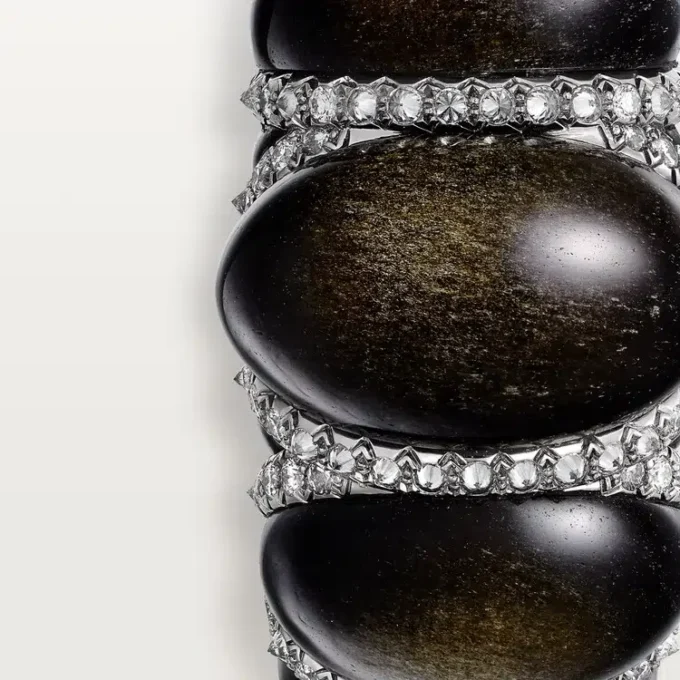 Anel Cartier Libre Tressage, obsidiana, diamantes