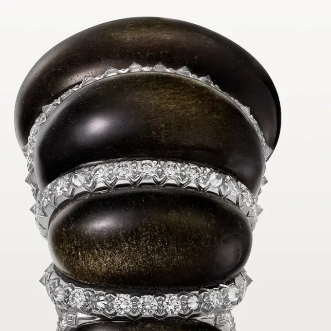Anel Cartier Libre Tressage, obsidiana, diamantes