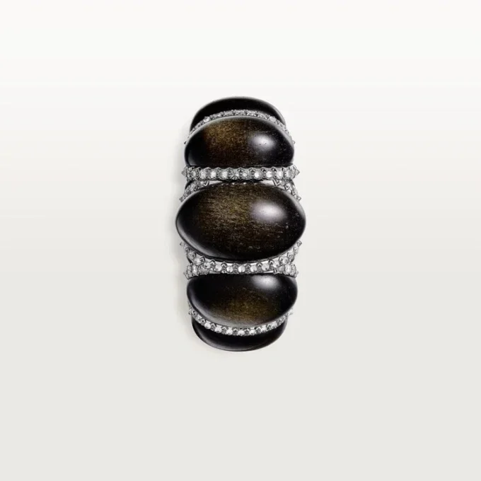 Anel Cartier Libre Tressage, obsidiana, diamantes