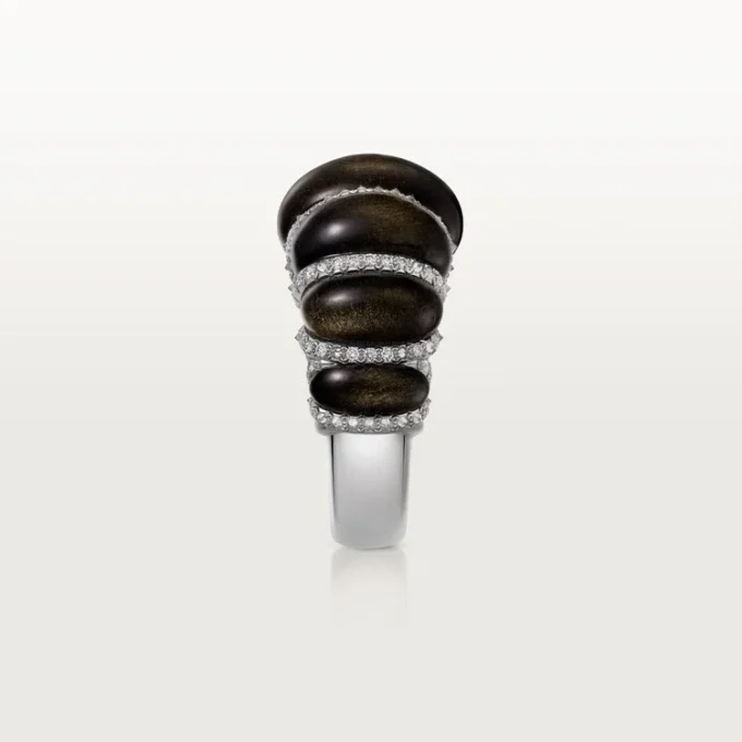 Anel Cartier Libre Tressage, obsidiana, diamantes