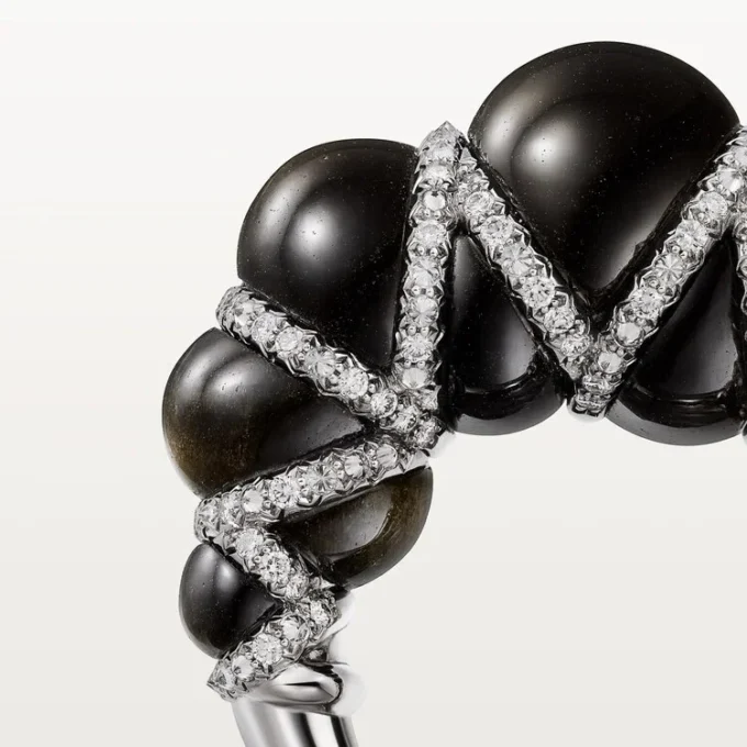 Anel Cartier Libre Tressage, obsidiana, diamantes