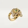 Anel Faune Et Flore De Cartier, diamantes amarelos, laranja e castanhos, pavé