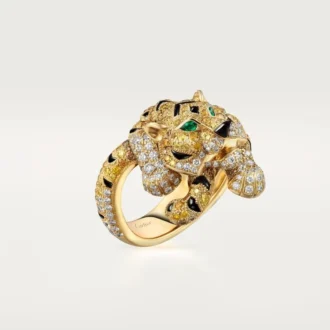 Anel Faune Et Flore De Cartier, diamantes amarelos, laranja e castanhos, pavé