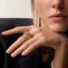 Anel Faune Et Flore De Cartier, diamantes amarelos, laranja e castanhos, pavé