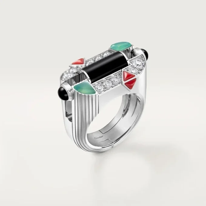 Anel Geometrie & Contrastes, Crisoprase, Pavé