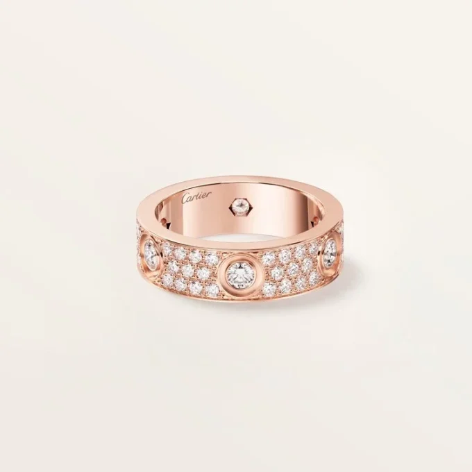 Anel Love, Modelo Clássico, Pavé, 6 Diamantes
