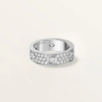 Anel Love, Modelo Clássico, Pavé, 6 Diamantes