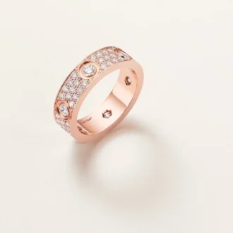 Anel Love, Modelo Clássico, Pavé, 6 Diamantes