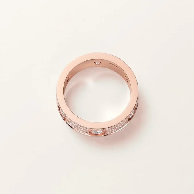 Anel Love, Modelo Clássico, Pavé, 6 Diamantes