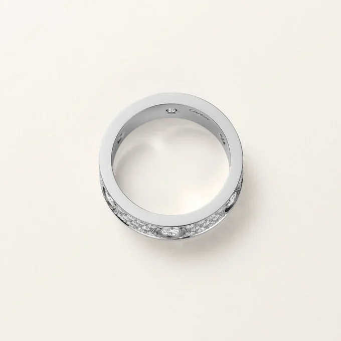 Anel Love, Modelo Clássico, Pavé, 6 Diamantes