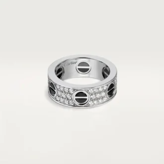 Anel Love, pavé de diamantes, cerâmica – Ouro branco, cerâmica, diamantes – Cartier