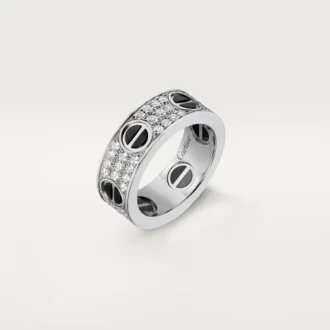 Anel Love, pavé de diamantes, cerâmica – Ouro branco, cerâmica, diamantes – Cartier
