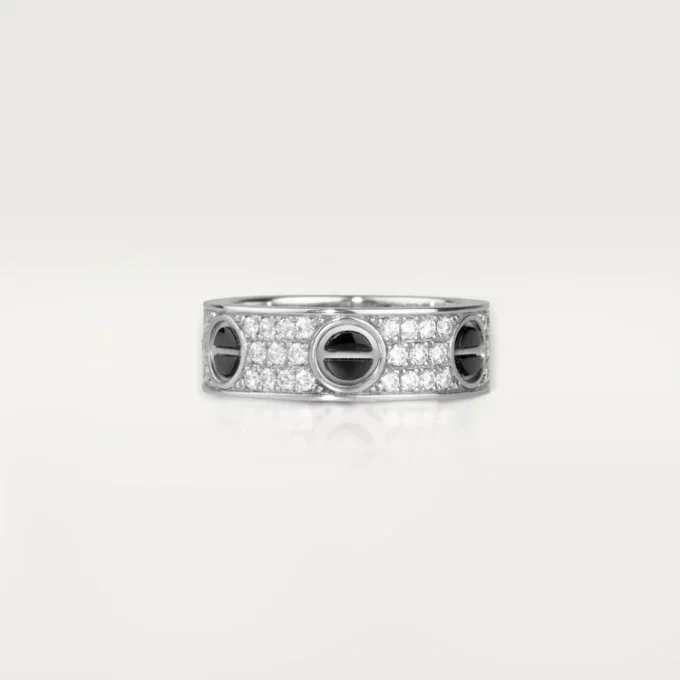 Anel Love, pavé de diamantes, cerâmica – Ouro branco, cerâmica, diamantes – Cartier