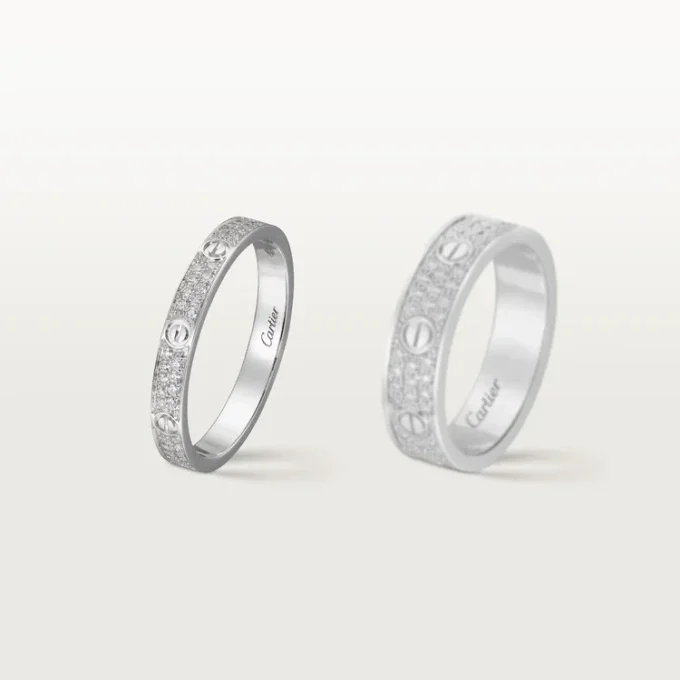 Anel Love, tamanho S – Ouro branco, diamantes – Cartier