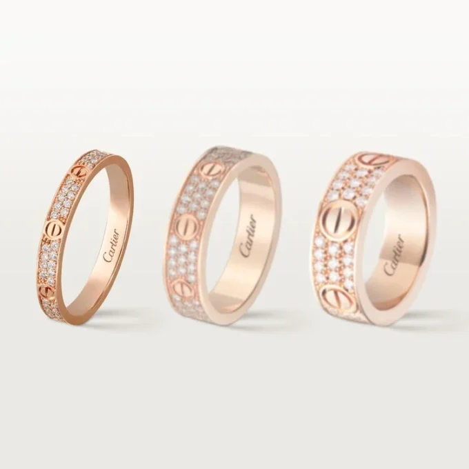 Anel Love, tamanho S – Ouro rosa, diamantes – Cartier