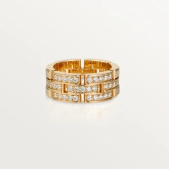 Anel Maillon Panthere, 3 fileiras com meia pavé de diamantes – Ouro rosa, diamantes – Cartier