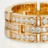 Anel Maillon Panthere, 3 fileiras com meia pavé de diamantes – Ouro rosa, diamantes – Cartier