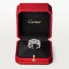 Anel Maillon Panthere, 3 fileiras com meio pavé de diamantes – Ouro branco, diamantes – Cartier