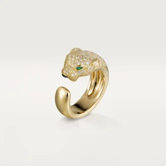 Anel Panthere De Cartier – Ouro Amarelo, Diamantes, Esmeraldas, Ônix – Cartier