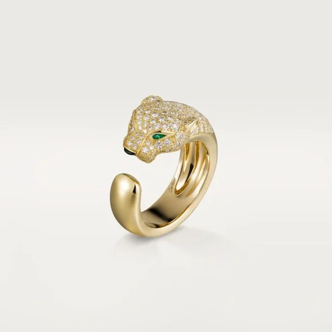 Anel Panthere De Cartier – Ouro Amarelo, Diamantes, Esmeraldas, Ônix – Cartier