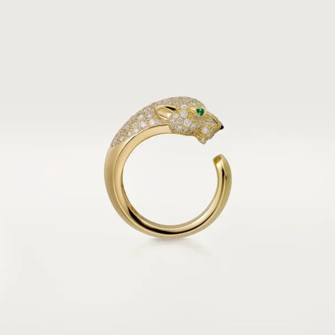 Anel Panthere De Cartier – Ouro Amarelo, Diamantes, Esmeraldas, Ônix – Cartier