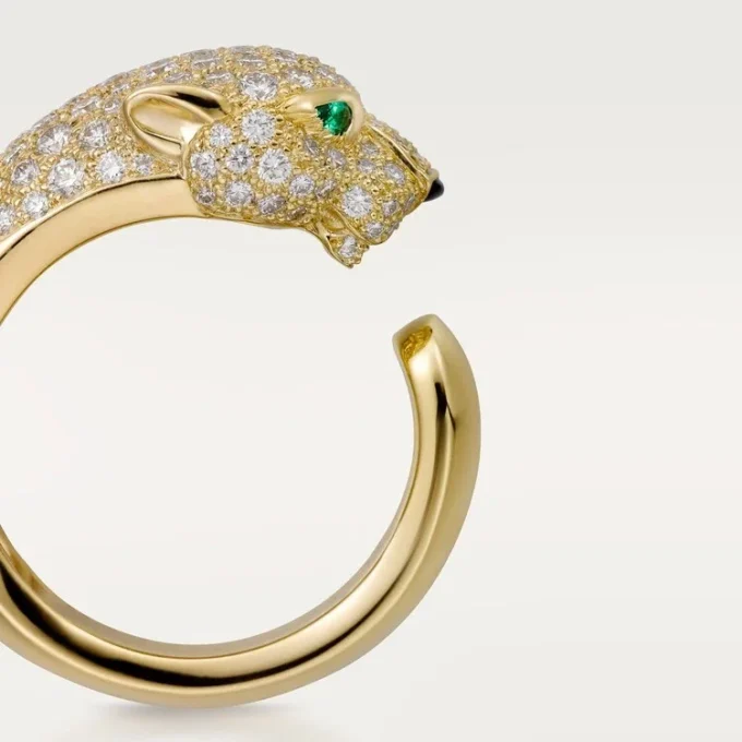 Anel Panthere De Cartier – Ouro Amarelo, Diamantes, Esmeraldas, Ônix – Cartier