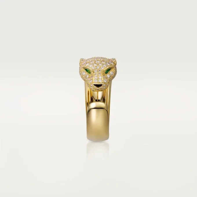 Anel Panthere De Cartier – Ouro Amarelo, Diamantes, Esmeraldas, Ônix – Cartier