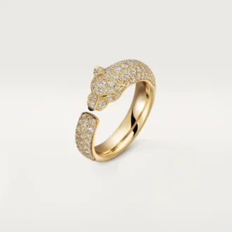 Anel Panthere De Cartier – Ouro Amarelo, Esmeraldas, Ônix, Diamantes – Cartier