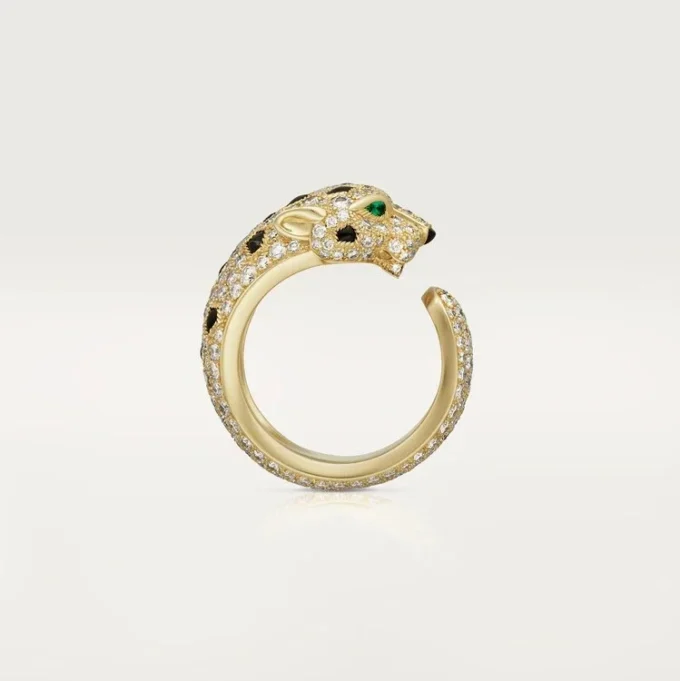 Anel Panthere De Cartier – Ouro Amarelo, Esmeraldas, Ônix, Diamantes – Cartier