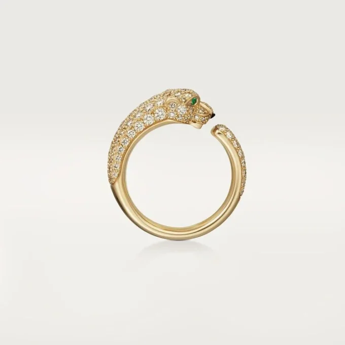 Anel Panthere De Cartier – Ouro Amarelo, Esmeraldas, Ônix, Diamantes – Cartier