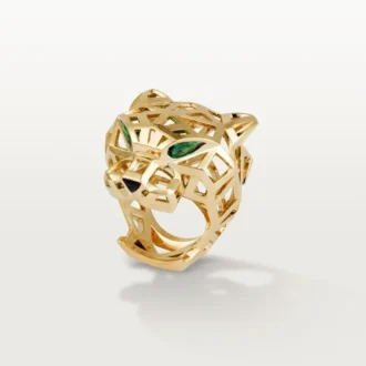 Anel Panthere De Cartier – Ouro Amarelo, Granadas Tsavoritas, Ônix – Cartier