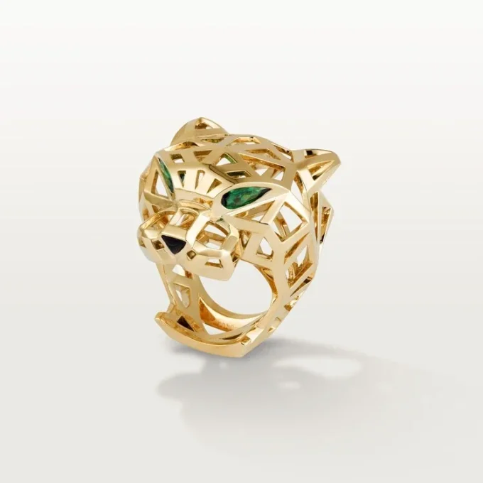 Anel Panthere De Cartier – Ouro Amarelo, Granadas Tsavoritas, Ônix – Cartier