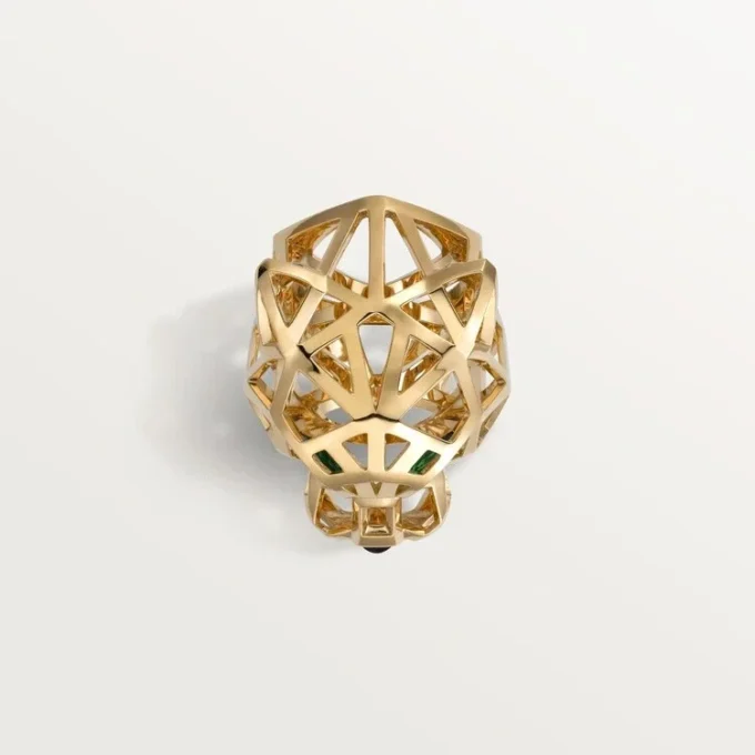 Anel Panthere De Cartier – Ouro Amarelo, Granadas Tsavoritas, Ônix – Cartier