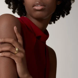 Anel Panthere De Cartier – Ouro amarelo, laca, diamantes, granada tsavorita – Cartier