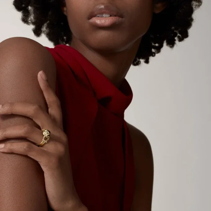 Anel Panthere De Cartier – Ouro amarelo, laca, diamantes, granada tsavorita – Cartier