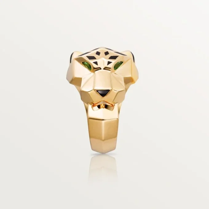 Anel Panthere De Cartier – Ouro amarelo, laca, granada tsavorita, ônix – Cartier