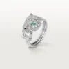 Anel Panthere De Cartier – Ouro Branco, Diamantes, Esmeraldas, Ônix – Cartier