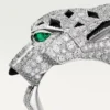 Anel Panthere De Cartier – Ouro Branco, Diamantes, Esmeraldas, Ônix – Cartier
